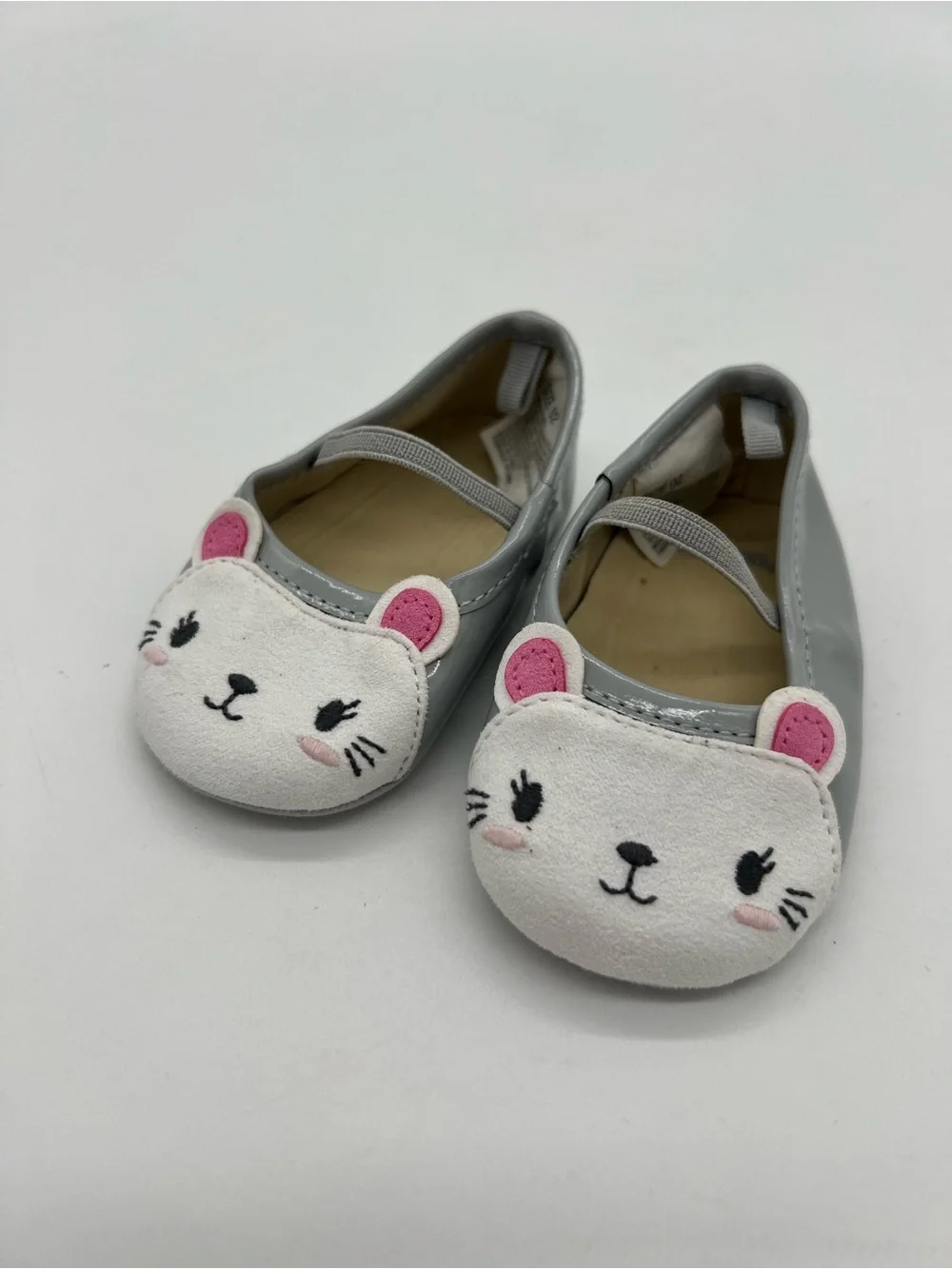 Baby Girl Gymboree Size 2 Kitty Shoes Gray Pink
